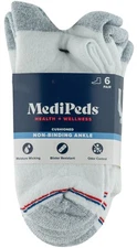 MediPeds Men's Non-Binding Ankle Socks, 6-Pairs, Size XL 12-15