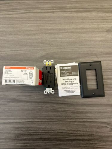 Legrand Radiant 1597BK GFCI Receptacle Outlet, 15A Self-Test, Black NEW