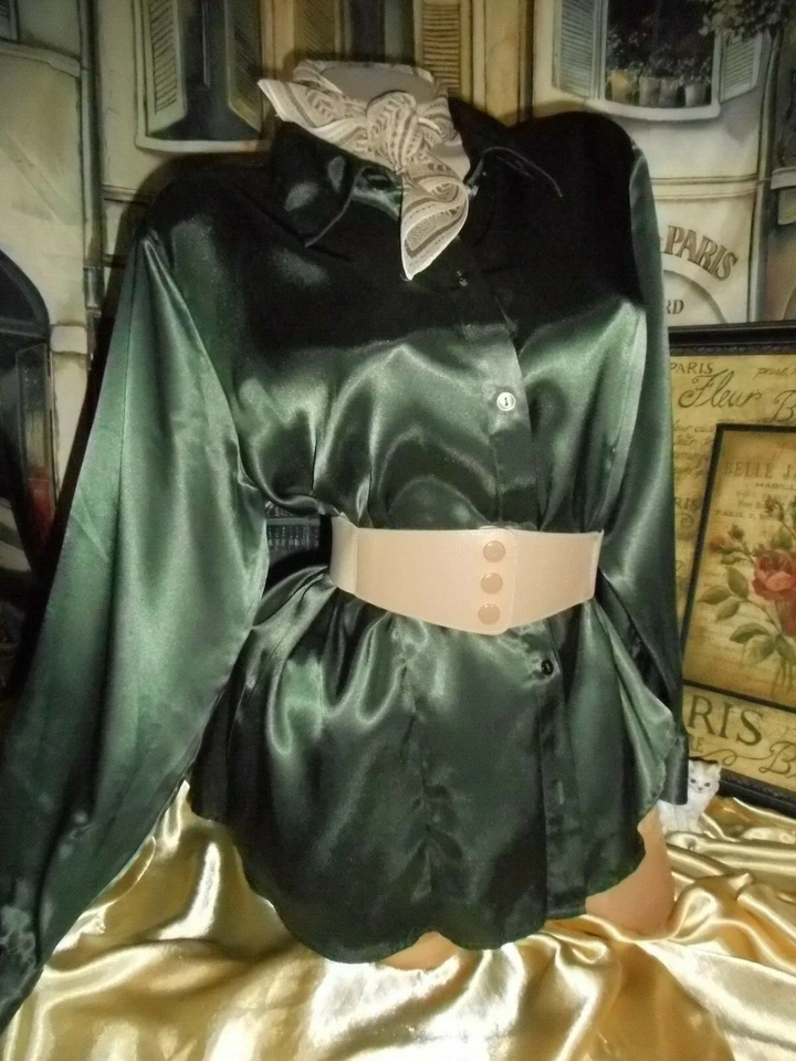 Silk Scarf Vera Neuman Beige & Elastic Cincher Belt 30"-33" — 第 2/4 张图片