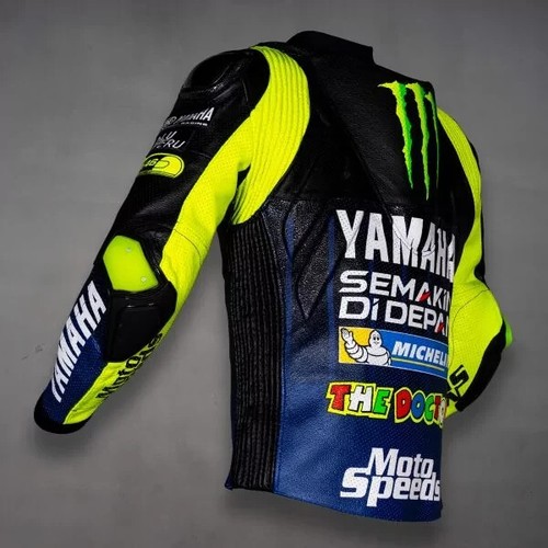 Yamaha Motorbike Cowhide Leather Jacket Motorcycle Sports Racing Leather Jacket - Picture 3 of 6