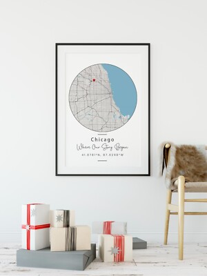 Anniversary Map Gift Where it all began Custom Star Map Custom Map Print
