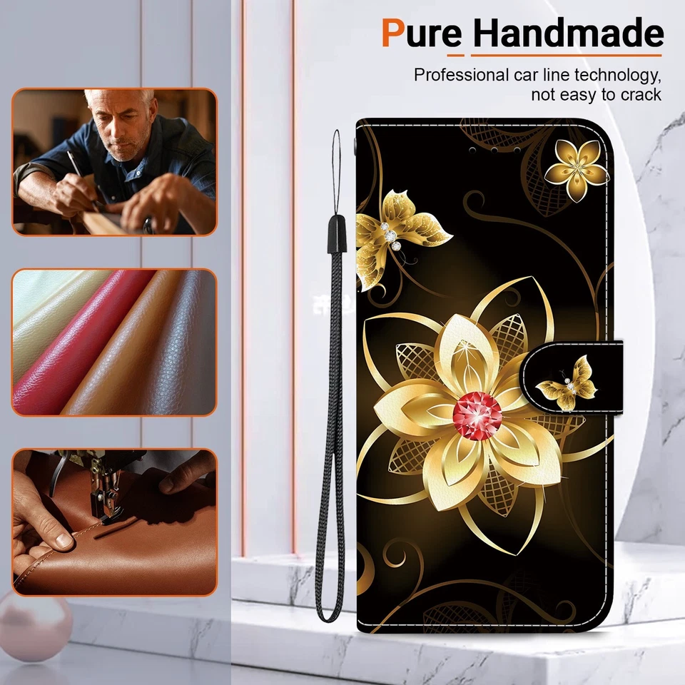 Capa carteira telefone couro padrão para Samsung Galaxy A36 A35 A34 A33 A32 - Imagem 2 de 4