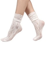 Women's 2 Pairs Lace Ruffle Socks Cute Crew Socks Frilly Slouch Dress Socks M...