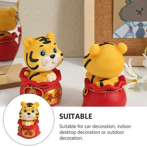 Car Adornment Year of The Tiger Bobble Head Ornament Garden Ornaments