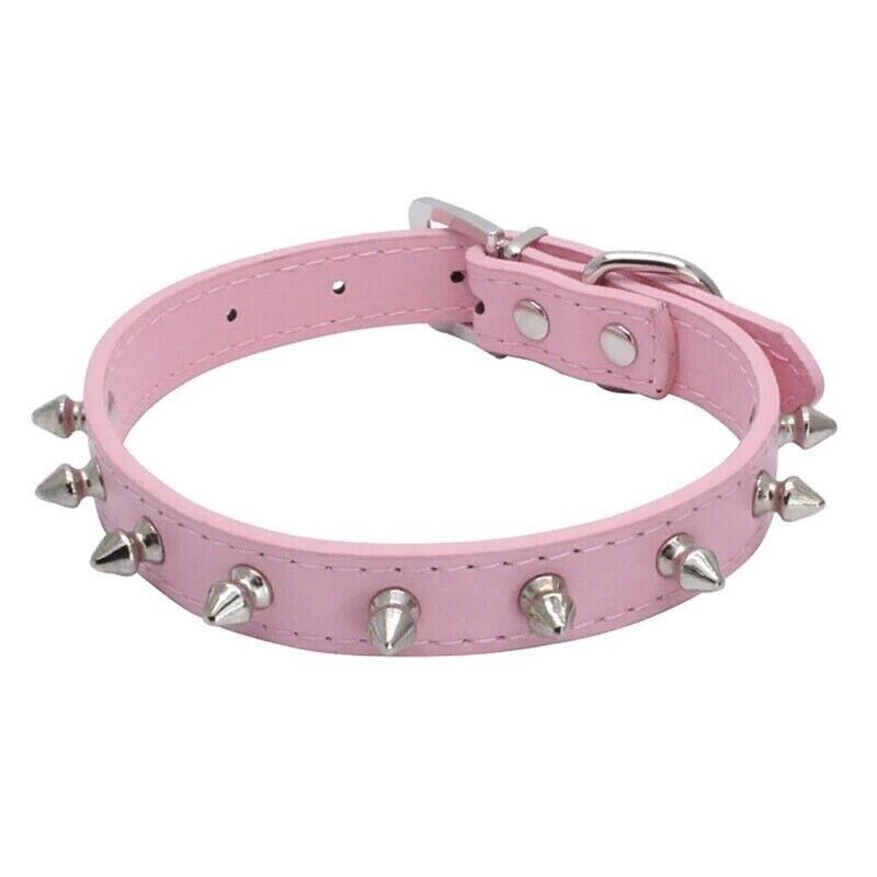 Dog Collar Spikes Studded Rivets Adjustable Faux Leather XS Dog Collar Spikes Studded Rivets Adjustable Faux Leather XS