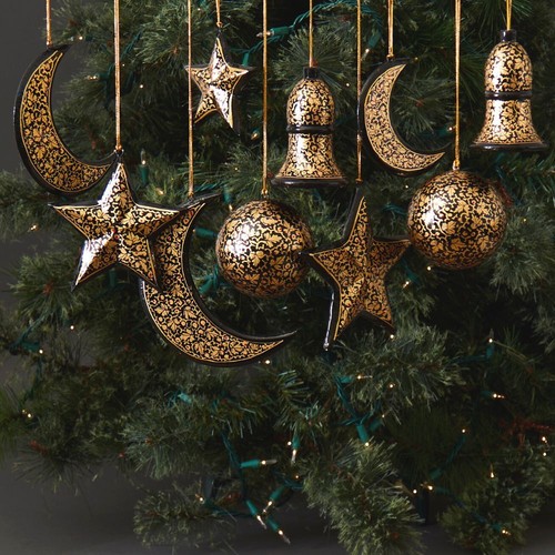 Gold Mistletoe Star Ornament Set of 3 - Picture 4 of 4