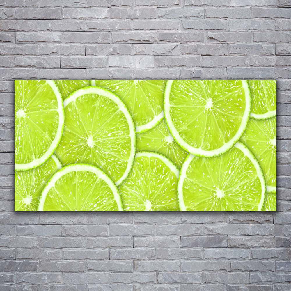Tableau impression cuisine citron vert sur verre acrylique 120x60cm pour mur moderne