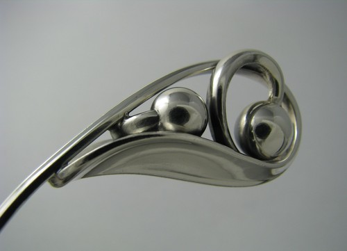 MID-CENTURY MODERN STERLING SILVER SPOON CREAM LADLE Peapod W&S.Sorensen Denmark - Picture 10 of 12