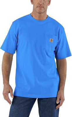 Carhartt Pocket Crew T Shirt Men's XL Marine Blue Heather Heavyweight Loose Fit
