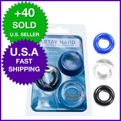 Cock Ring Stay Hard Penis Enhancer 3 Pack Erectile Dysfunction Sex-Toys Men  ED