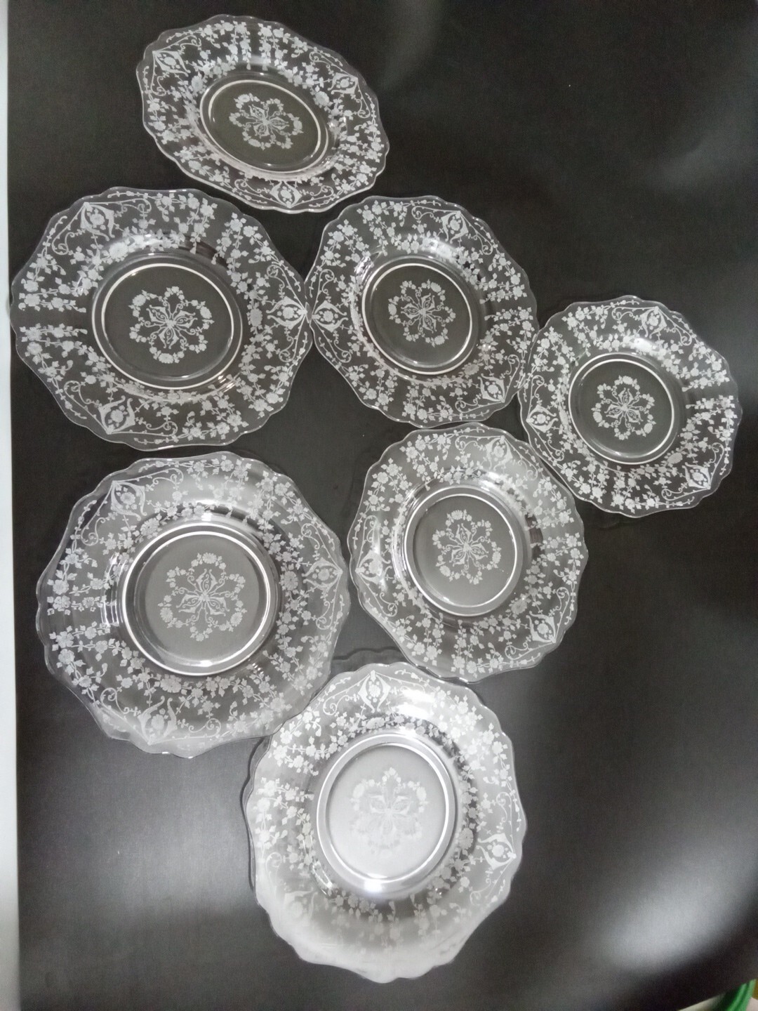 Etched Glass Salad Plates 7.5