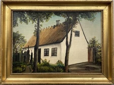 Impressionist Landscape with Farmhouse Oil Painting 1923 Dated 