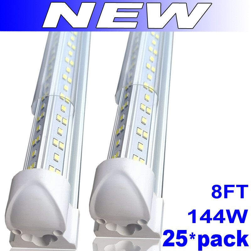 8ft LED Shop Light 144W 4 Row 96 Inch Cooler Door Freezer LED Tube Fixture 25PC
