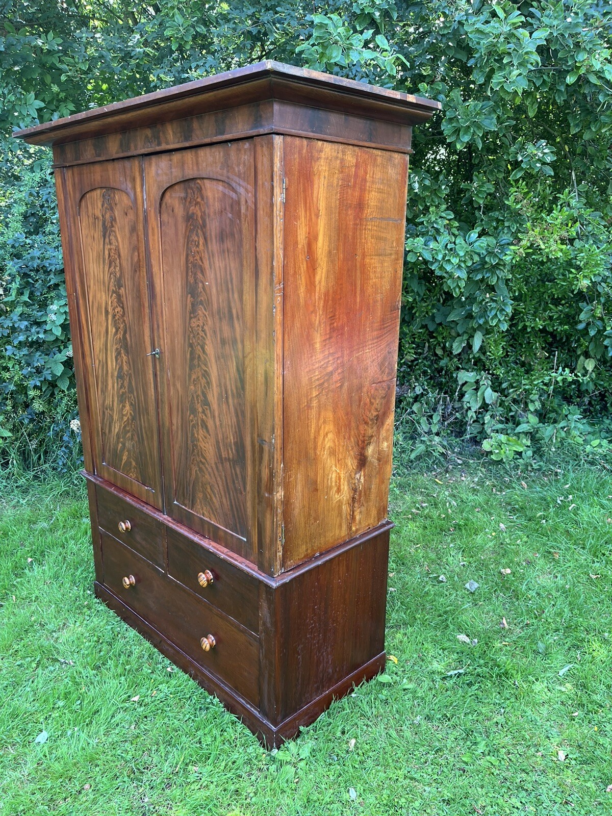Antique 19th Century Mahogany Linen Press Double Wardrobe Armoire M eBay
