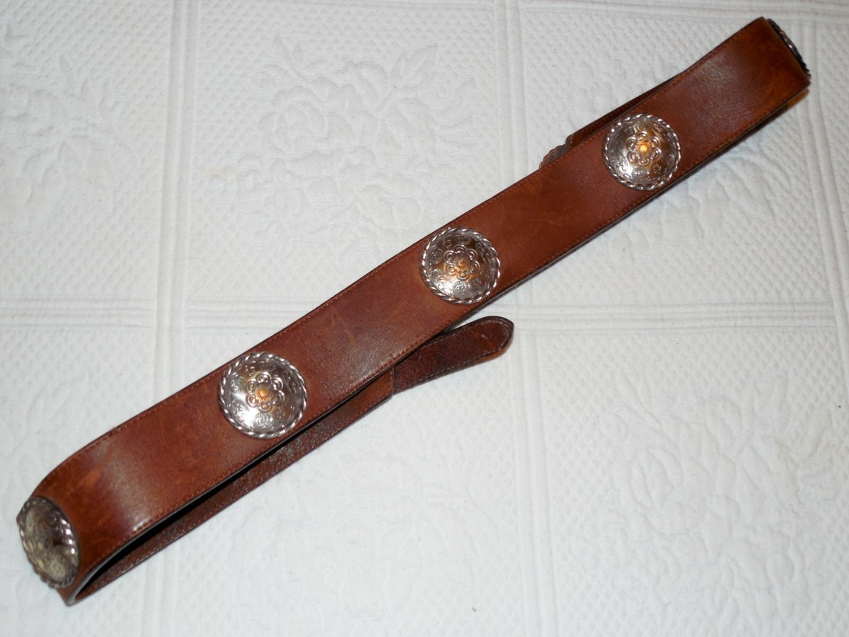BRIGHTON 1993 Brown Leather Concho Belt Southwest - L - NWOT  display picture 2