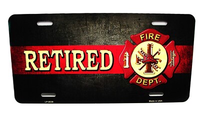 THIN RED LINE RETIRED FIREFIGHTER METAL NOVELTY CAR LICENSE PLATE AUTO TAG