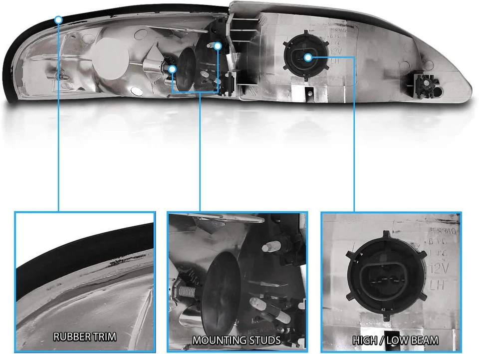 Faro carcasa cromada Ford Mustang 94-98 + esquinas esquina A GT Cobra SVT 4,6 L Foto 3 de 3