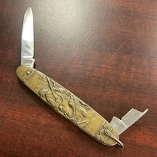 Vintage Arnex Pocket Knife Solingen Germany Hunting Scene Hunter Dog