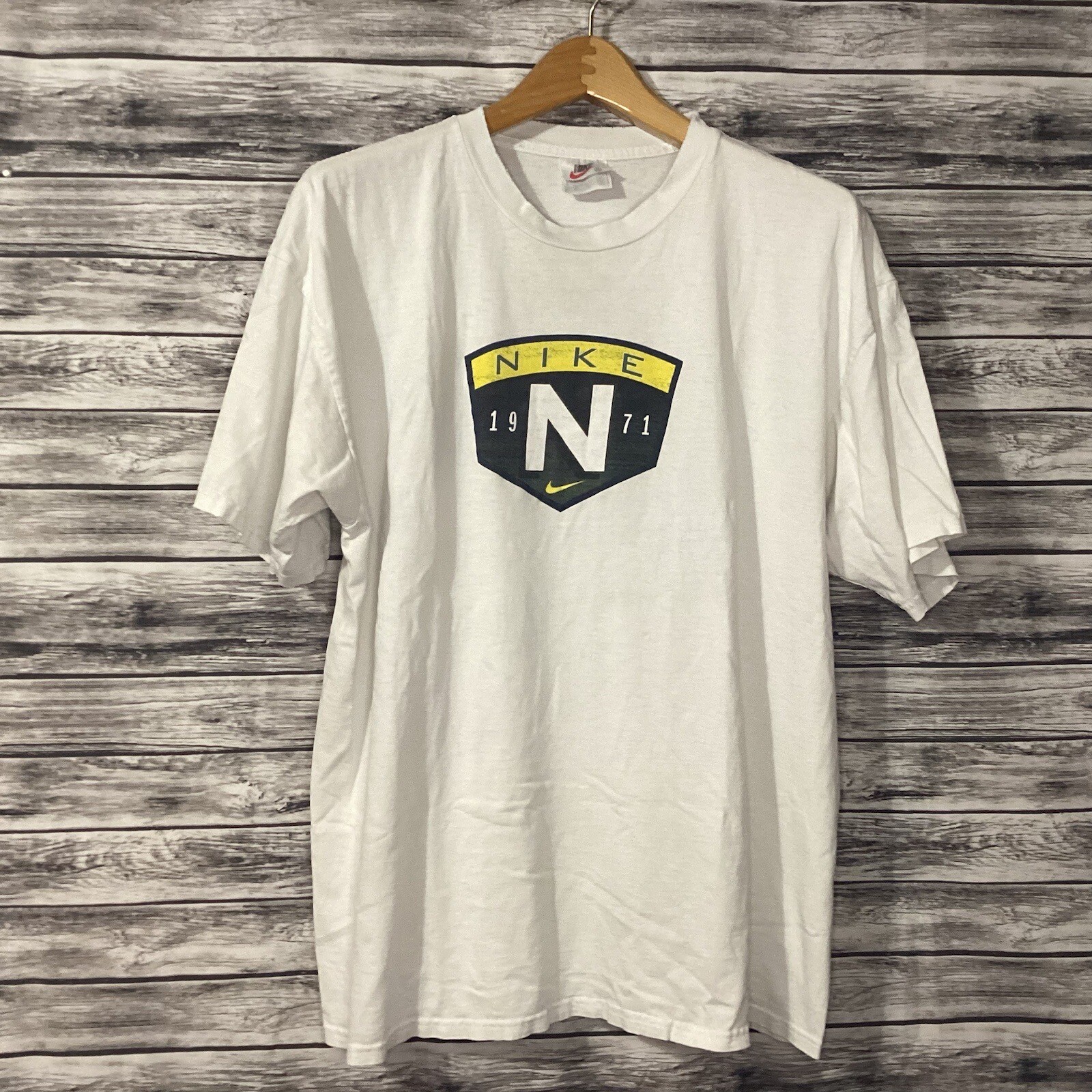 Vintage Nike White Tag Shirt Mens XL White Graphic Tee Swoosh 90s