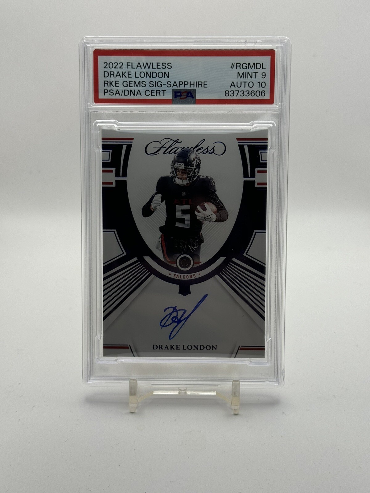 2022 Flawless Rookie Gems Signatures Sapphire RGM-DL Drake London 5/15 PSA 9 📈