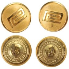 PENN CENTRAL RAILROAD BUTTONS PAIR BRASS WATERBURY VINTAGE 1-3/4" DIAMETER