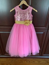 Stunning Handmade Pink Tulle Flower Girl Dress Halloween Costume Princess 8