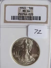 1943 P Walking Liberty Half Graded MS64 By NGC