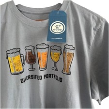 NWT Life Is Good Diversified Portfolio Crusher Tee T-Shirt Blue Men's Medium