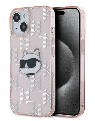 Karl Lagerfeld für iPhone XR /11/13/14/15  Hülle Case rosa Choupette Logo KL