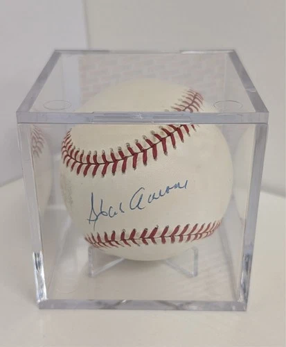 Hank Aaron Signed Baseball PSA DNA Certified Autograph With Acrylic Case