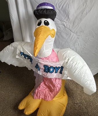 Gemmy Airblown Inflatable 4ft Birth Announcement Stork, Used