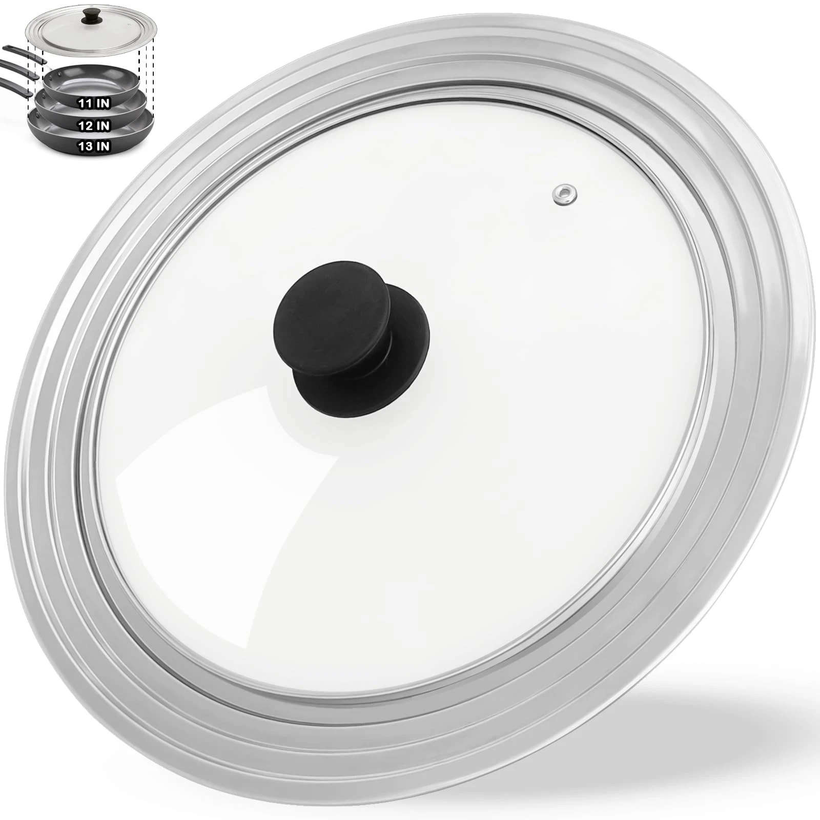 Universal Lid for Pots and Pans, Fits 11", 12" & 13", 11-12-13 inch