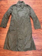 VTG US Military Army Mens Raincoat Nylon RUBBER COATED 38Long Army Green STAINS