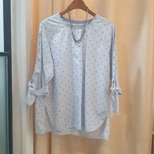 Striped Ribbon Tie Blouse, New