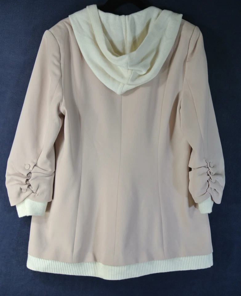 NEW, Cinq A Sept Khloe Hooded with knit Bib Jacket in Light Pink SZ 2 #SJ1981 - Image 3 of 4