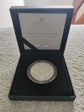 2021 Royal Mint Gothic Crown Quartered Arms UK £5 2oz Silver Proof Coin Boxed