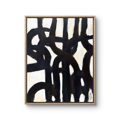  Offset  Original Wall Art Signed Canvas  Black White Ivory Brown Minimalist