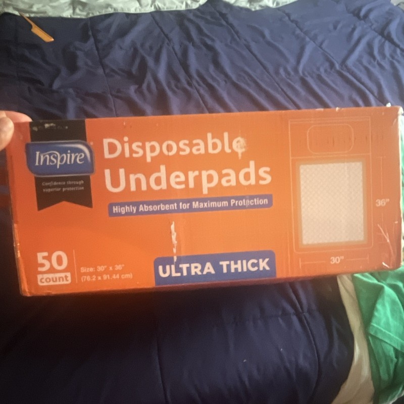 Inspire Ultra Thick Disposable Underpads Ultra Absorbency 30" x 36" 50 Count
