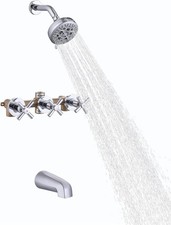 3 Handle Tub Shower Faucet Chrome Tub Shower Trim Kit W/ Rough-in Valve