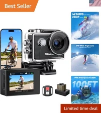 Adventure-Ready 4K Action Camera with Remote & 2 Batteries - Underwater 100FT