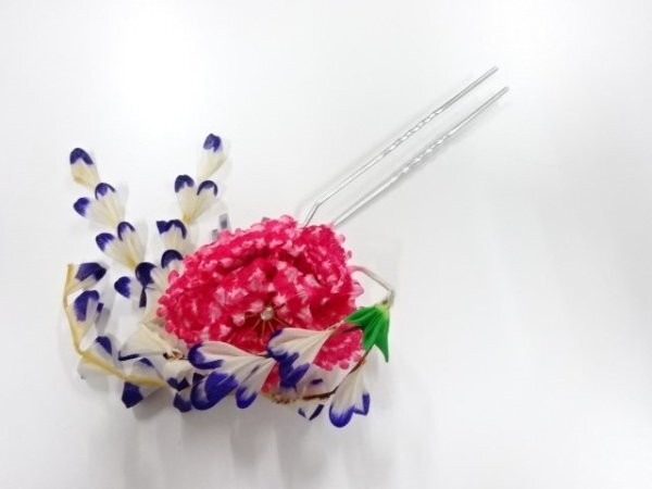 Sosou Tsumami Hairpin Antique Style Handmade Fabric Good Condition