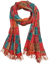 Women Cotton Blend Bandhani Print Dupatta 2.20m Tassel Ethnic Traditional Scarf