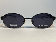 Romeo Gigli 178/S 498 NOS Vintage Sunglasses Black Oval Frame Dark Lenses