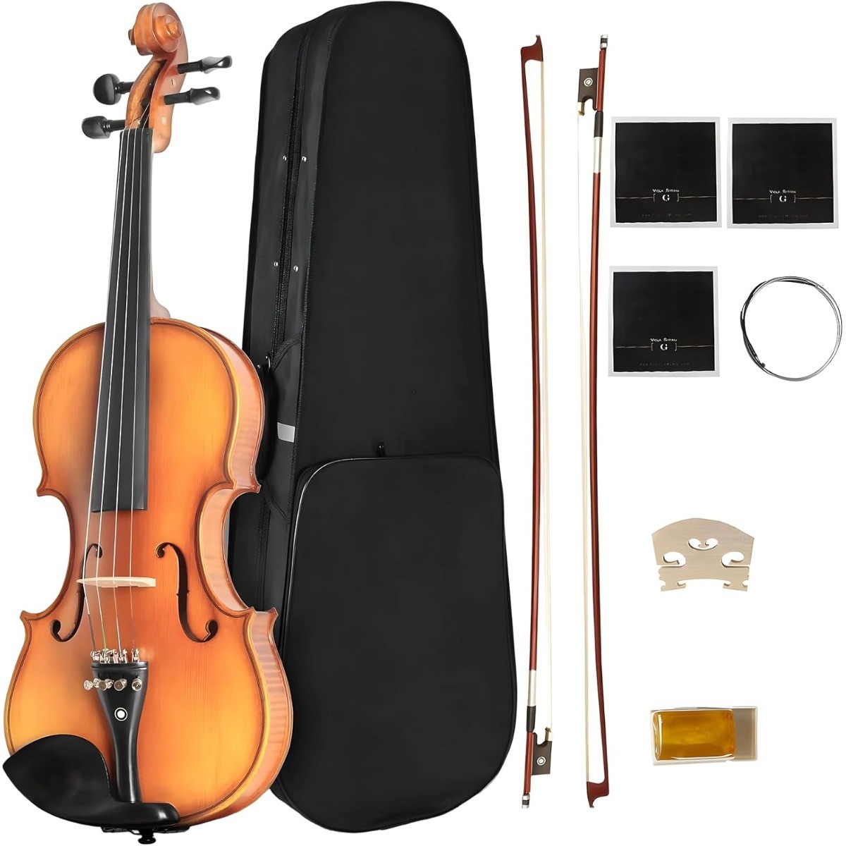 Adult Acoustic Violin 4/4 Full Size with Case,Bow&Rosin Solidwood Ebony Fitted