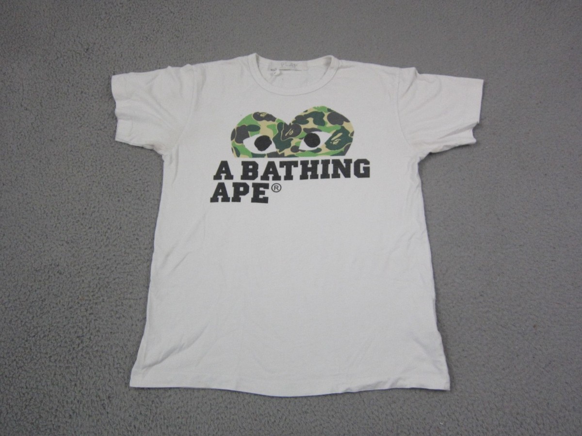 Comme Des Garcons Play x A Bathing Ape BAPE Shirt Mens Large White