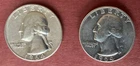 Two Silver 1964 D Washington Quarters