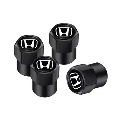 4pc Hexagon Black Valve Stem Caps TPMS H Logo for Honda Civic Accord Type R JDM 
