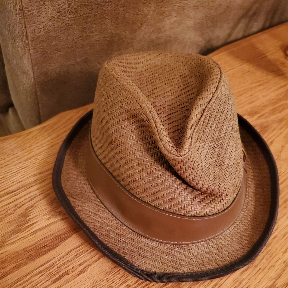 Sombrero Peter Grimm Fedora Ajustado Para Hombres Marrón Tejido Trenza Forrado Trilby Mobster  Foto 2 de 4