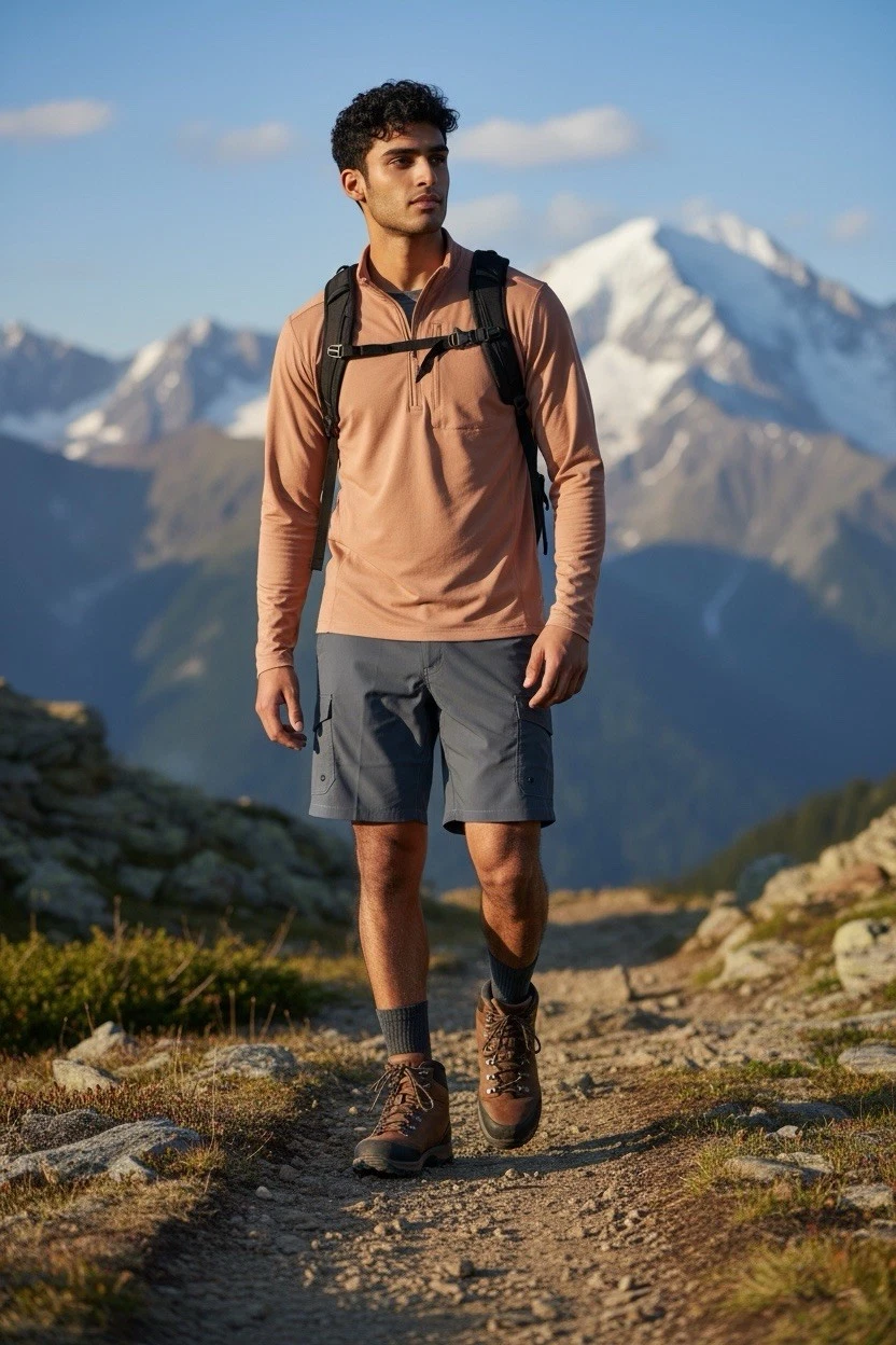 NWT Trunks Men's Voyager 34 Gray Iron Herringbone Cargo Short Gorpcore Outdoor