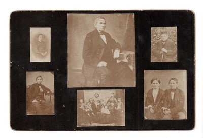 Early Photo Montage Circa 1860-1880 - Genealogy / Family Collage, Cabinet Card CAB